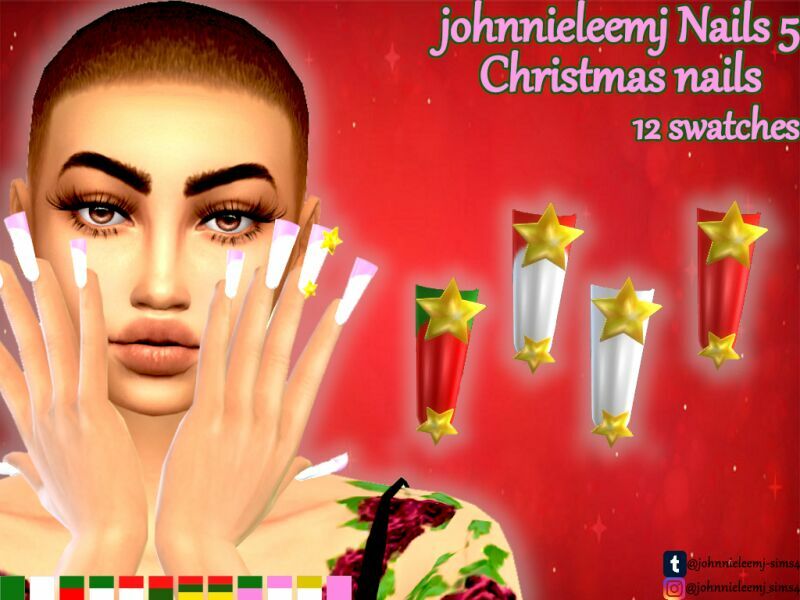 sims 4 cc johnnieleemj christmas nails nails 5 by johnnieleemj 2