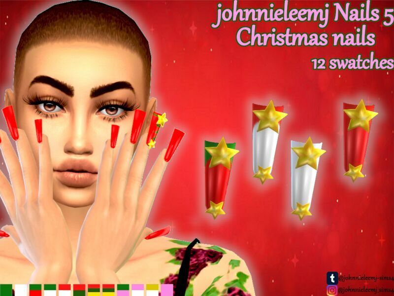 sims 4 cc johnnieleemj christmas nails nails 5 by johnnieleemj 3