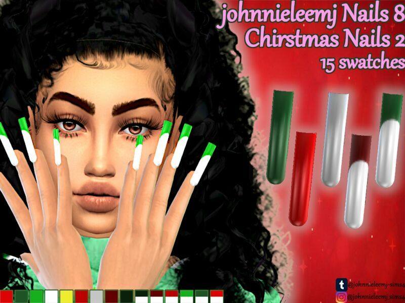 sims 4 cc johnnieleemj nails 8 christmas nails 2 by johnnieleemj 2