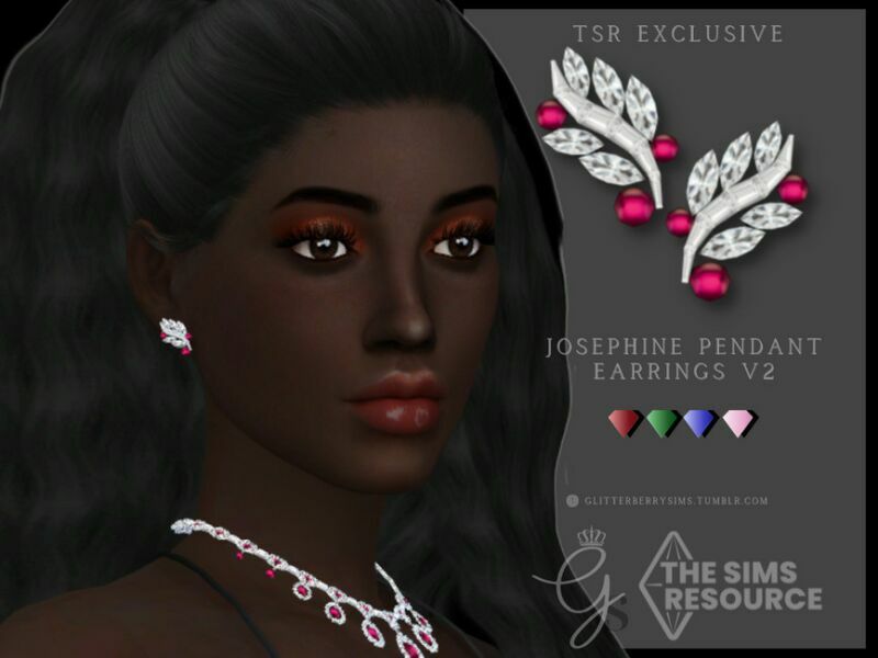 Josephine Pendant Earrings V2 By Glitterberryfly Sims 4 CC