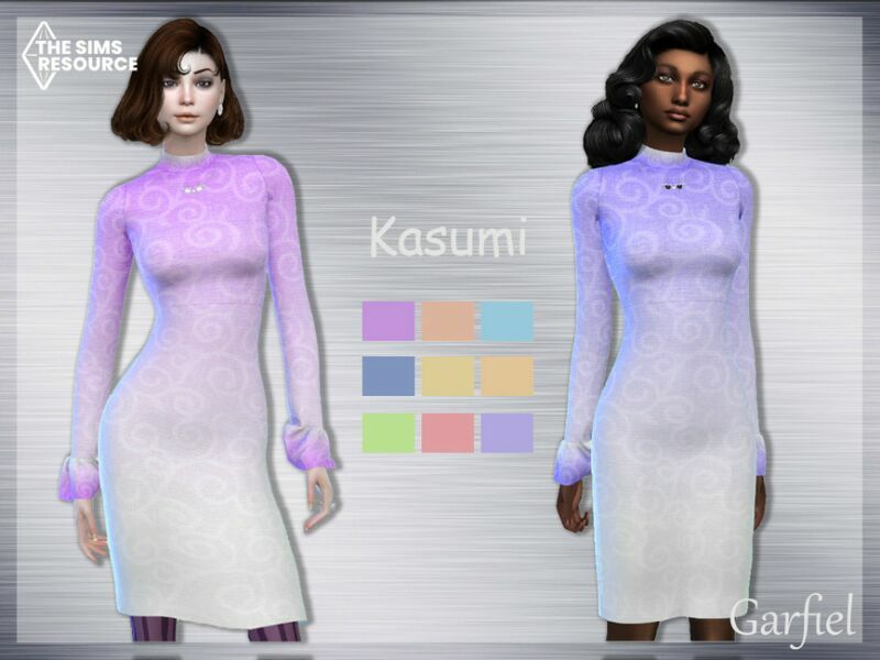 “Kasumi” Gradient Dress By Garfiel Sims 4 CC