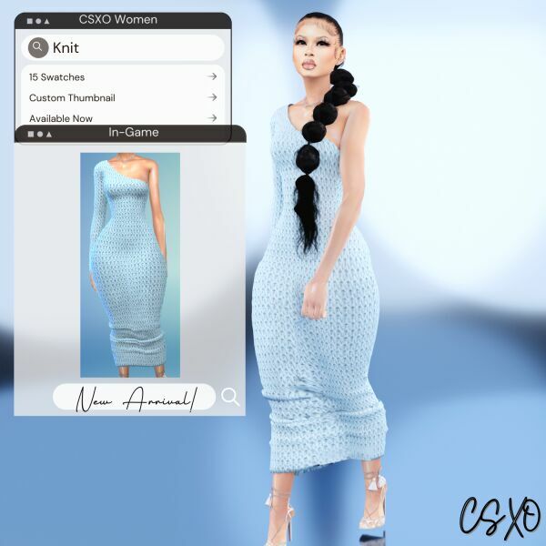 sims 4 cc knit cold shoulder dress 2