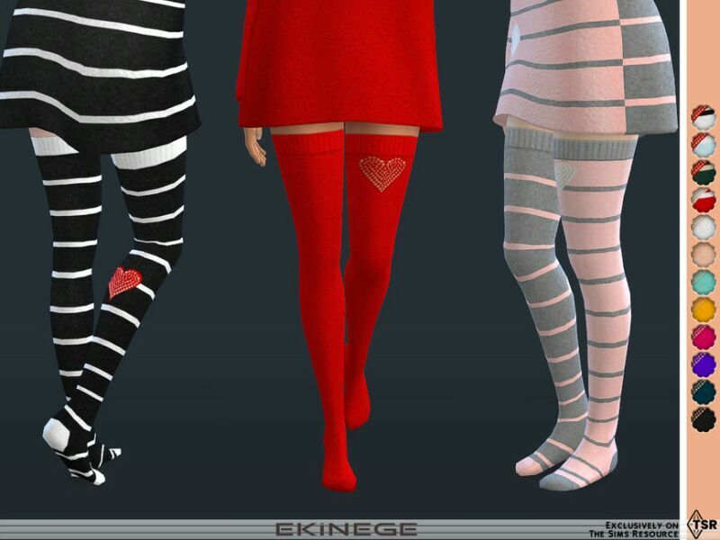 Knit Thigh High Socks By Ekinege Sims 4 CC