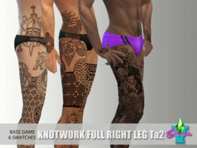 Knotwork Full Right LEG Tattoo By Simmiev Sims 4 CC