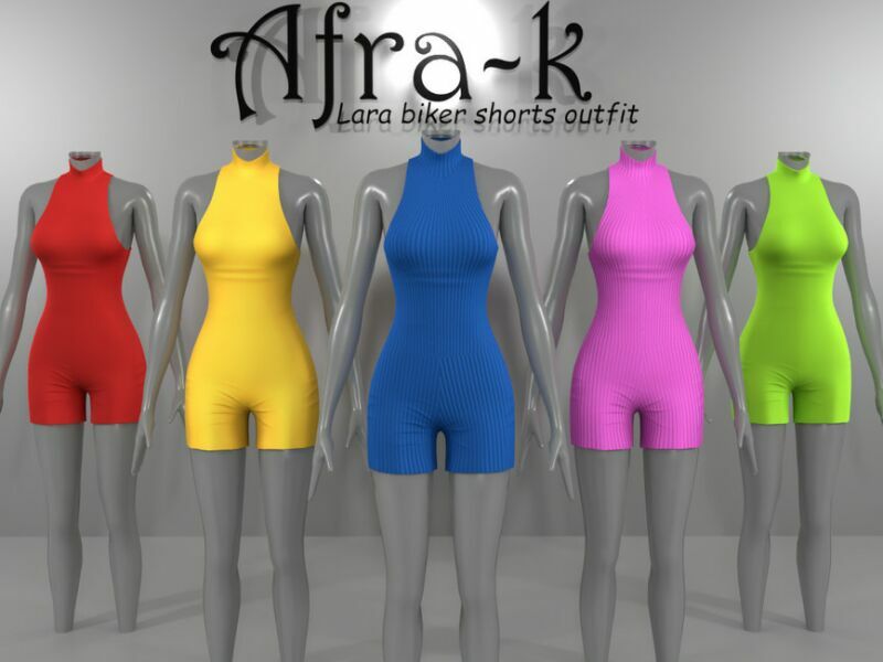 sims 4 cc lara biker shorts outfit by akaysims 2