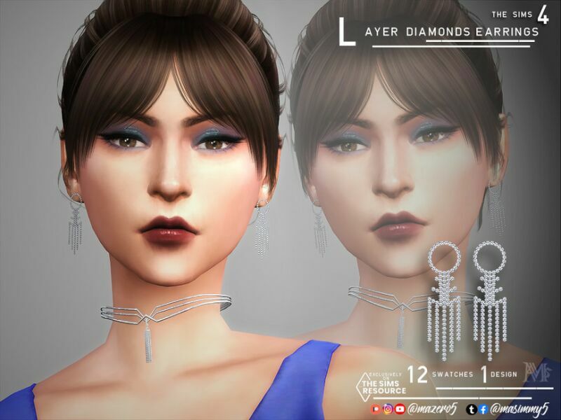 Layer Diamonds Earrings By Mazero5 Sims 4 CC