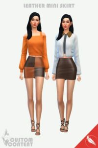 Leather Mini Skirt By Mono Sims 4 CC