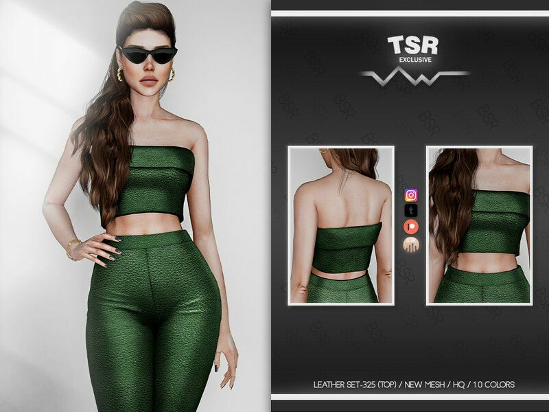 Leather SET-325 (TOP) BD919 Sims 4 CC