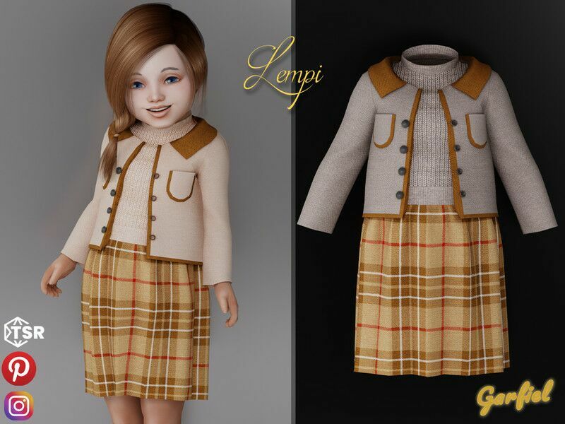 Lempi – Plaid Skirt, Sweater AND… By Garfiel Sims 4 CC