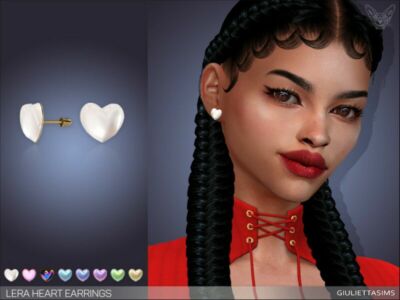 Lera Heart Earrings By Feyona Sims 4 CC