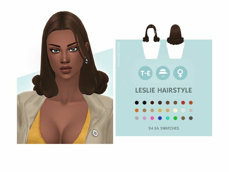 Leslie Hairstyle By Simcelebrity00 Sims 4 CC