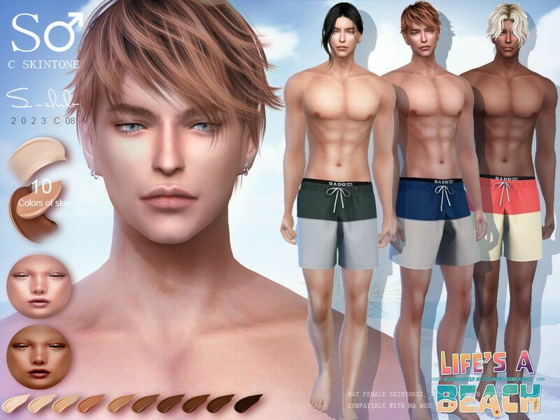 Life’S A Beach Skintones M Sims 4 CC