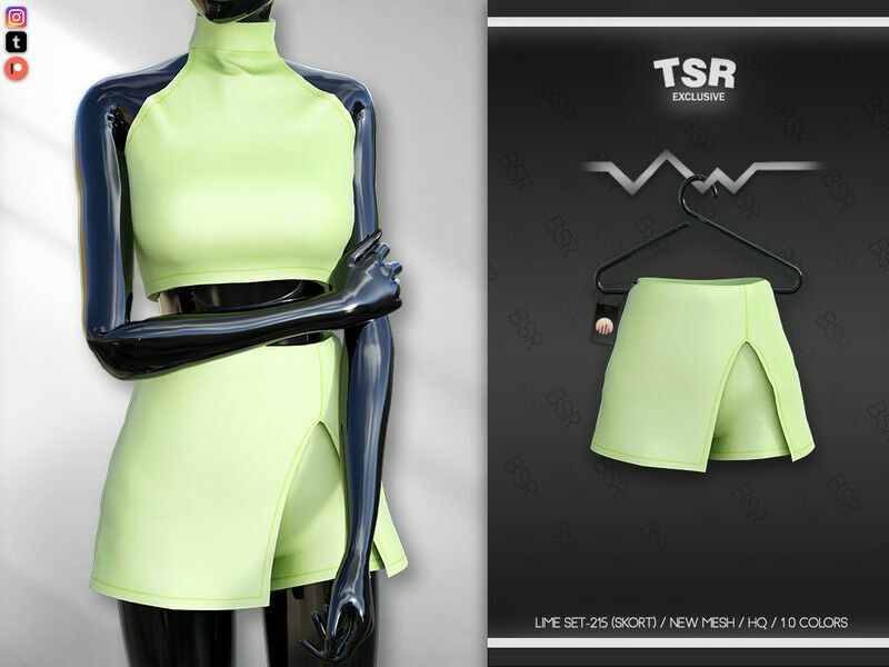 Lime SET-215 (Skort) BD686 By Busra-Tr Sims 4 CC