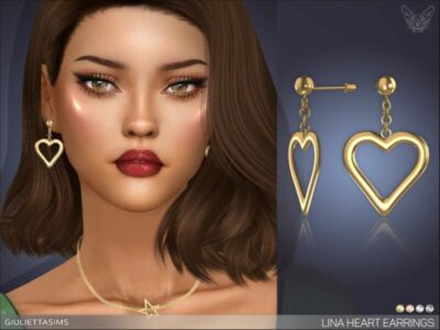 Lina Heart Earrings By Feyona Sims 4 CC