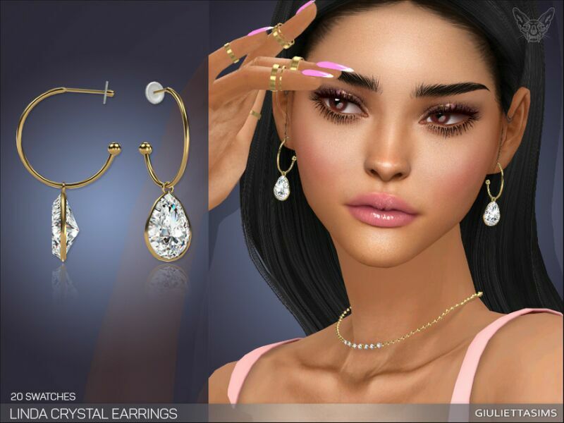 Linda Crystal Earrings By Feyona Sims 4 CC