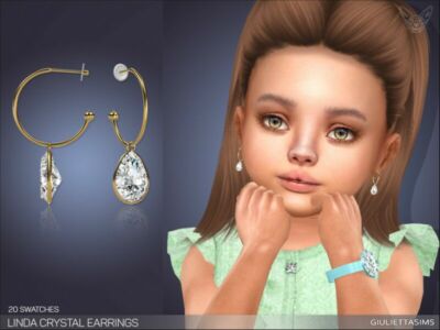 Linda Crystal Earrings For Toddlers By Feyona Sims 4 CC