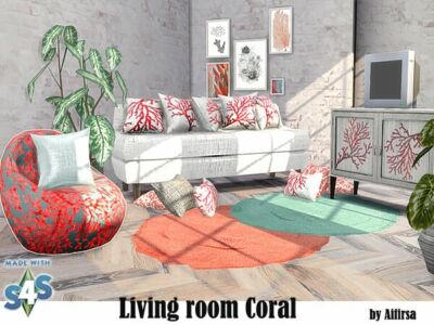 Living Room Coral By Aifirsa Sims 4 CC