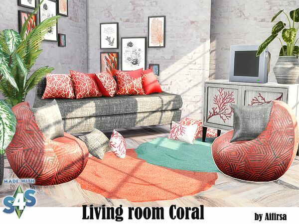 sims 4 cc living room coral by aifirsa 2