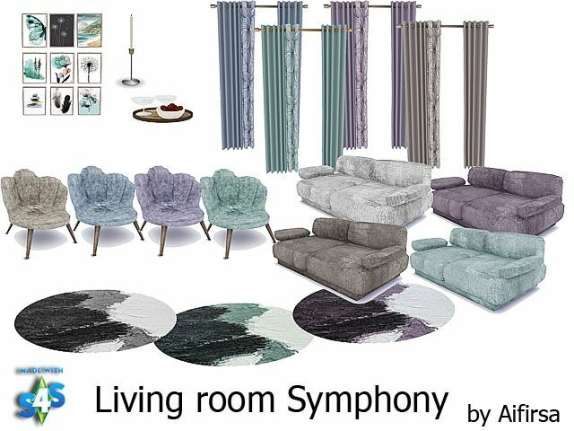 sims 4 cc living room symphony by aifirsa 2