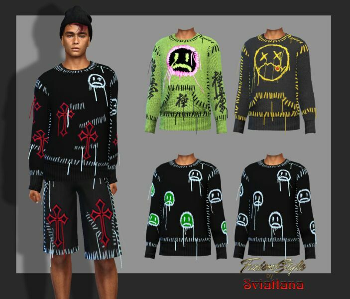 Long Sleeve Sweater & Shorts Sims 4 CC