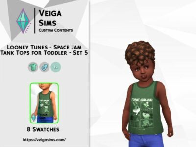 Looney Tunes – Space JAM Tank Tops For Toddler – SET 5 Sims 4 CC