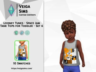 Looney Tunes – Space JAM Tank Tops For Toddler – SET 6 Sims 4 CC