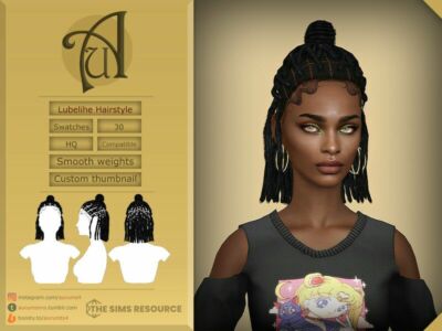 ‘Lubelihe – Female Updo Locs For / Female’ Sims 4 CC