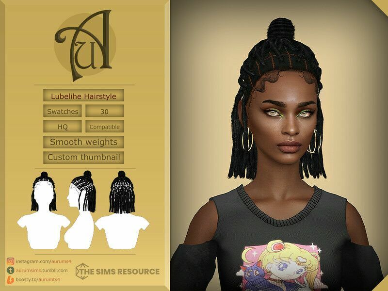 ‘Lubelihe – Female Updo Locs For / Female’ Sims 4 CC