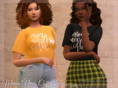 Mama Needs Coffee TOP By Dissia Sims 4 CC