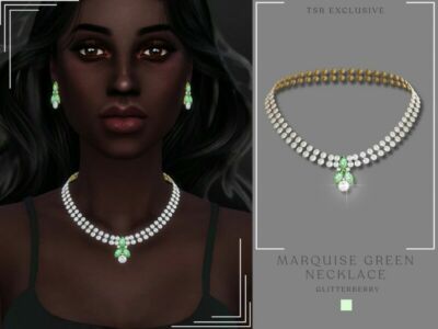 Marquise Green Necklace By Glitterberryfly Sims 4 CC