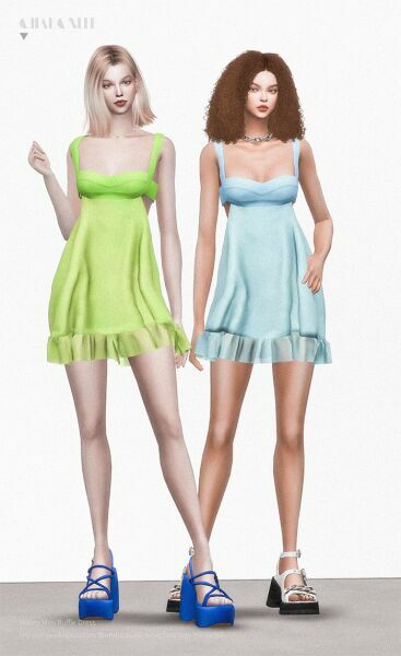 sims 4 cc maura mini ruffle dress by charonlee 2