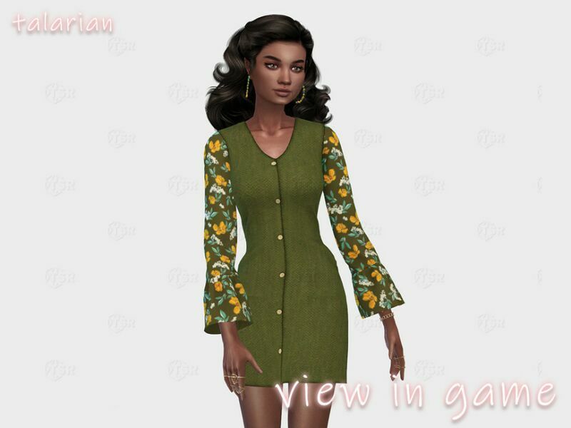 sims 4 cc melody dress with printed sleeves by talarian 2