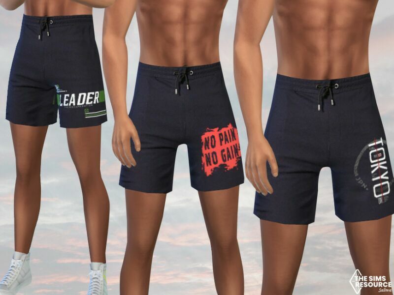 MEN Printed Athletic Dark Shorts By Saliwa Sims 4 CC