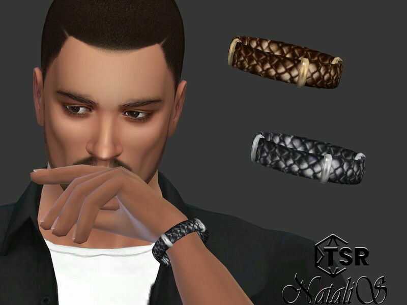 Mens Braided Leather Bracelet By Natalis Sims 4 CC