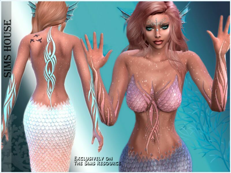 sims 4 cc mermaid tail striped 3