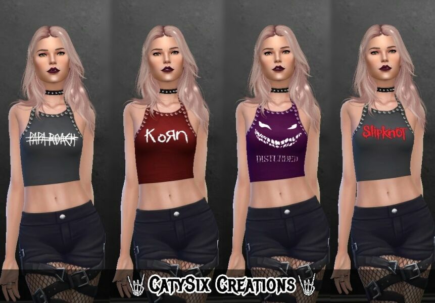 Metal Band Tops By Catysix Sims 4 CC