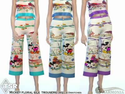 Mickey Floral Silk Trousers By Harmonia Sims 4 CC