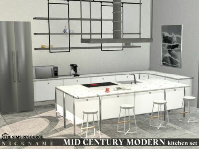 Mid-Century Modern Kitchen SET Sims 4 CC