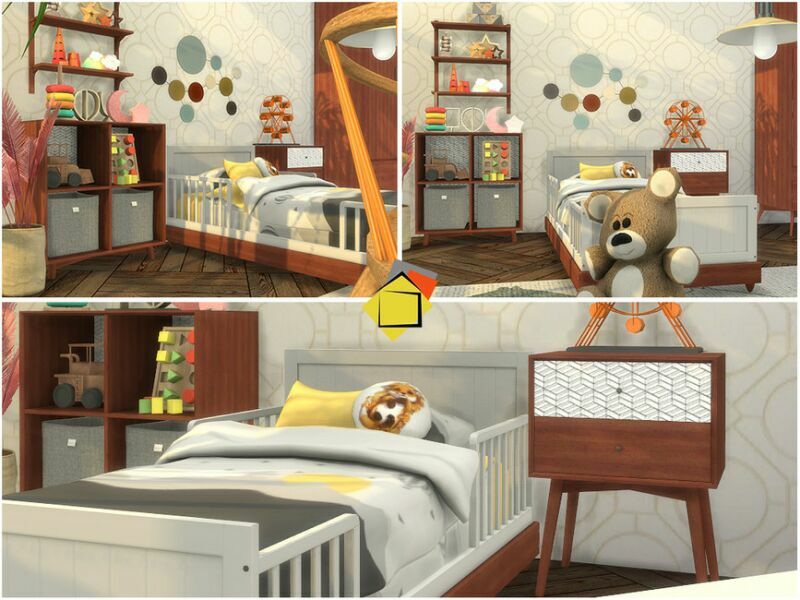 sims 4 cc mid century modern rinehart toddler bedroom by onyxium 2