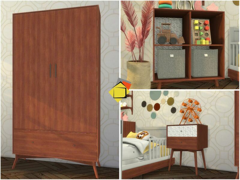 sims 4 cc mid century modern rinehart toddler bedroom by onyxium 3