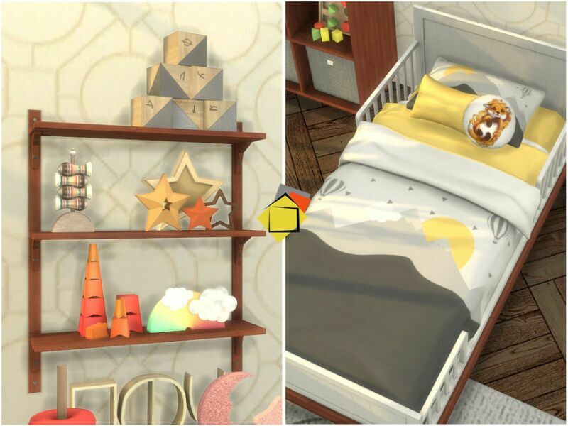 sims 4 cc mid century modern rinehart toddler bedroom by onyxium 4