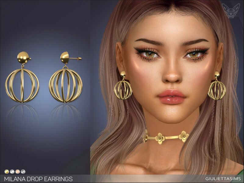 Milana Drop Earrings By Feyona Sims 4 CC