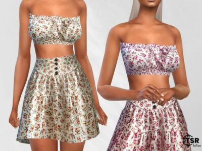 Mini Floral Strapless Blouses By Saliwa Sims 4 CC