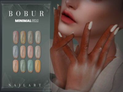 Minimalsim CAT EYE Nails With Gold French By Bobur3 Sims 4 CC