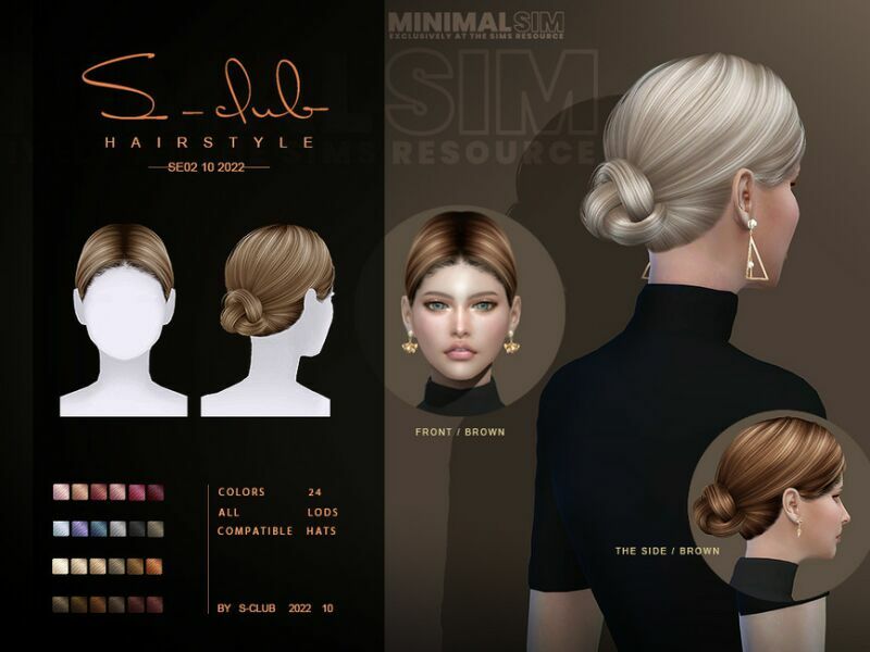 Minimalsim Elegante Updo Hairstyle SE02 2022 By S-Club Sims 4 CC