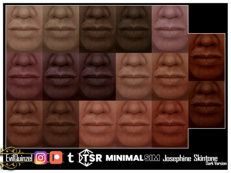 sims 4 cc minimalsim josephine skin dark version by evilquinzel 2