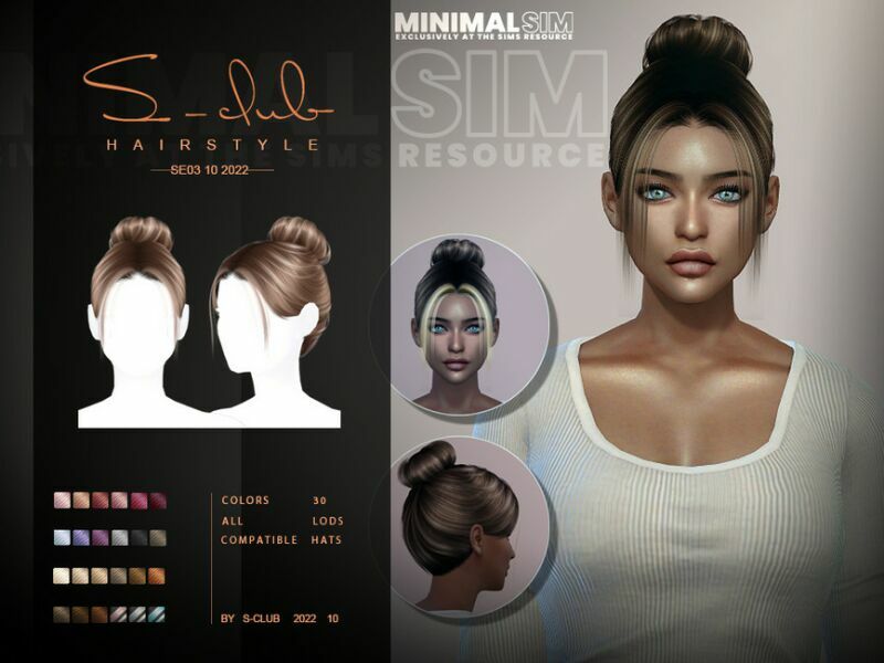 Minimalsim Updo Hairstyle SE03 2022 S-Club By S-Club Sims 4 CC