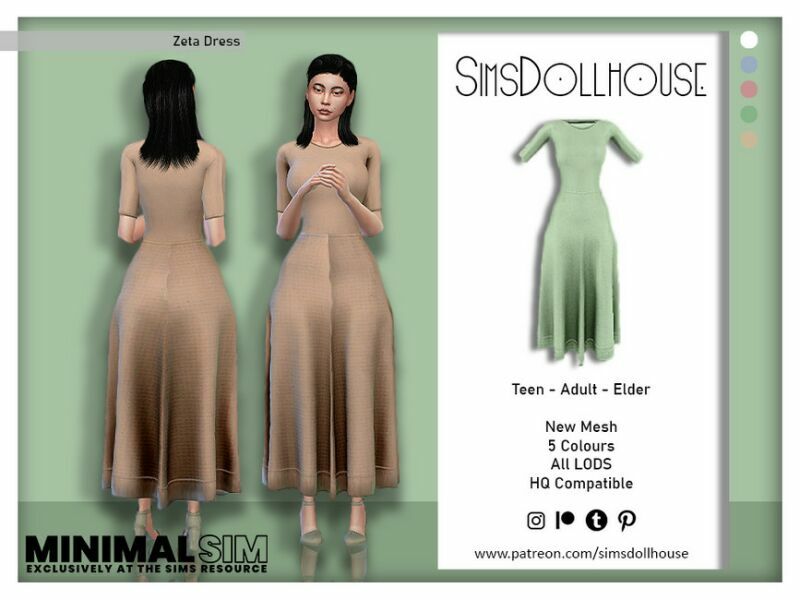 Minimalsim – Zeta Dress By Simsdollhouse Sims 4 CC