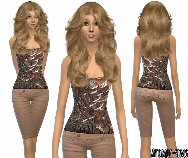 Miss Cutie PIE Beige Pants With Glitter TOP Conversion By Atomic-Sims Sims 4 CC