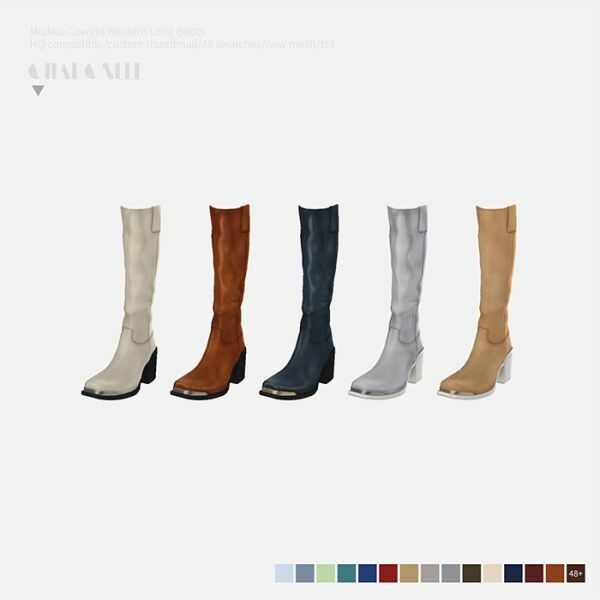 sims 4 cc miumiu cowgirl western long boots by charonlee 3